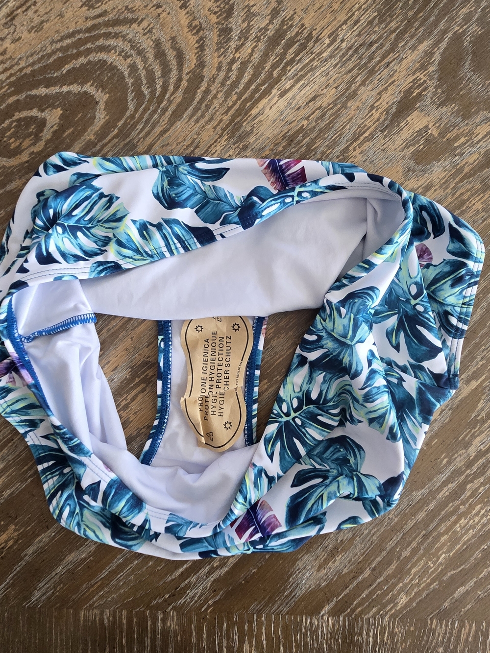 B2PRITY Teal Tropical Bikini Set Medium Scallop Top High Waisted Bottoms - Picture 3 of 5